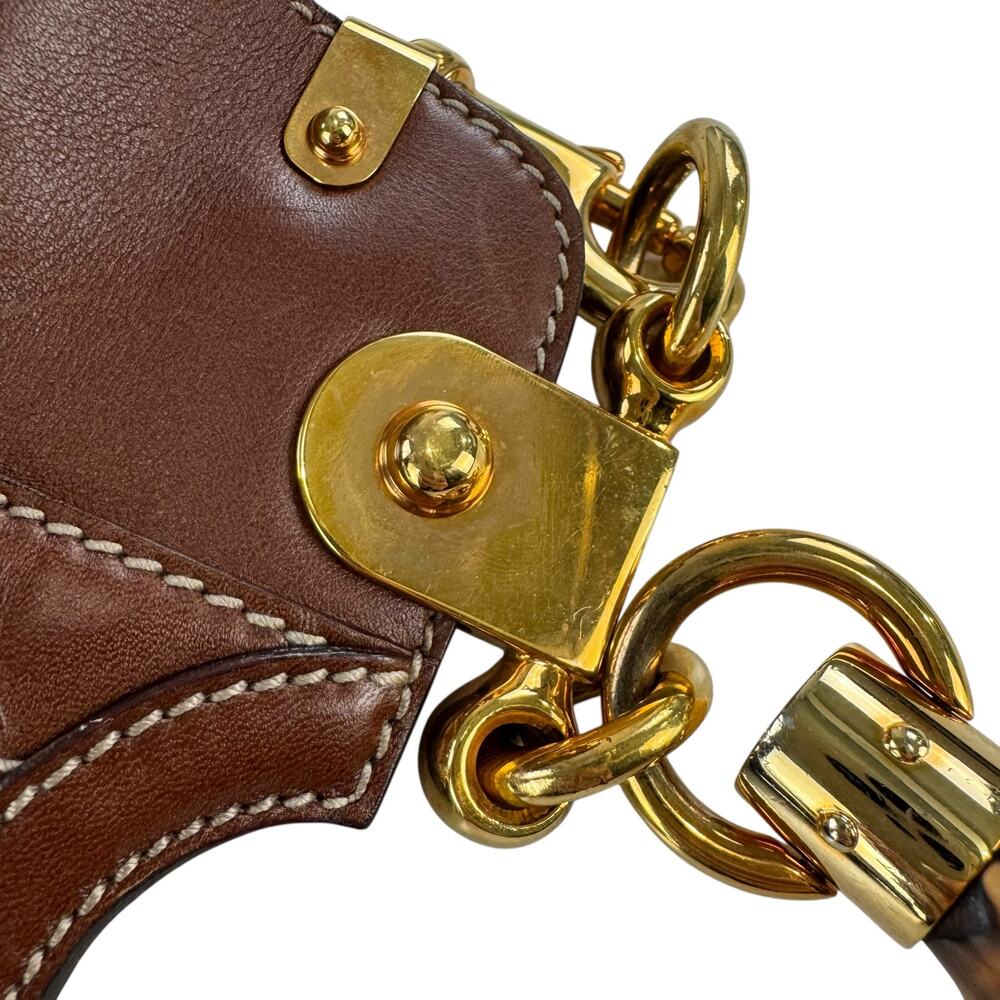 Gucci Brown Leather & Multicolor Tapestry Bamboo-Handle Shoulder Bag - Picture 15 of 16